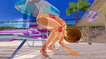 3d hentai big ass and big tits in tight swimsuit action