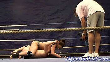Passionate European lesbian catfight with close up action