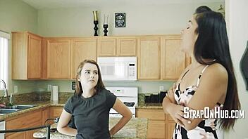 this aggressive dyke fucks tiny blonde teen hard