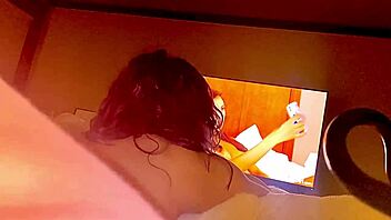 young brunette cute girl reaches orgasm with petite ass and pussy