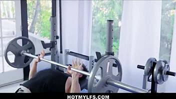 Latina milf with big tits seduces boy at gym