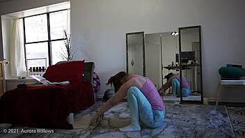 yoga lesson turns into a steamy shaved pussy session with sexy girlfriend