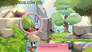 horny young orc face-sits lucky boy in nature game