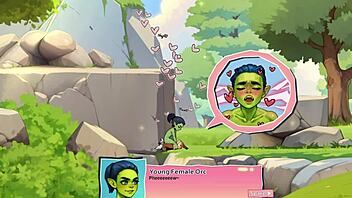 horny young orc face-sits lucky boy in nature game