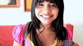 petite colombian teen tobie gets her tight pussy fingered and fucked