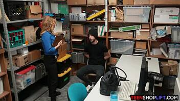milf lp officer fucks a male shoplifter in her back office