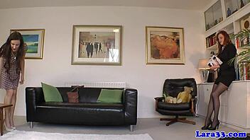 glamour milf in lingerie licks stockinged lesbian feet