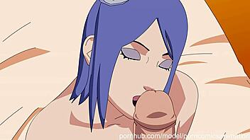 Naruto parody Konan hard sex anime hentai scene