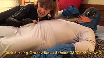 Fat Milf in Cat Costume Sucks Batman's Cock Deep