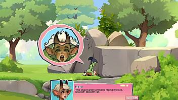 horny young orc face-sits lucky boy in nature game