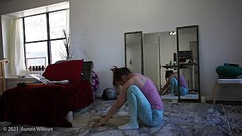 yoga lesson turns into a steamy shaved pussy session with sexy girlfriend