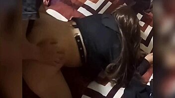 Check this Mexican chica after a party, filling her with cream in her bedroom! 😍