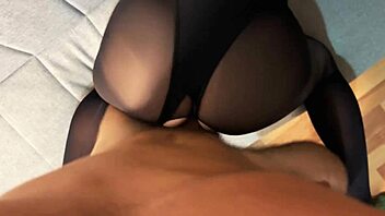 my lover in nylon suit fucks me and cums on pantyhose every time