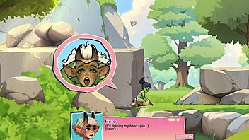 horny young orc face-sits lucky boy in nature game