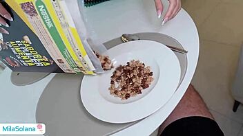 busty step sister makes him cum on cereal 😋