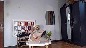 Wow, Regina Noir’s Striptease In White Lingerie And Stockings Is Hot!