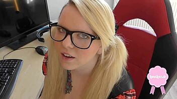 Watch her get fucked in uniform! Cum on glasses!