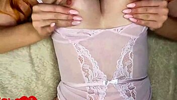 Hot babe passionately masturbates her pussy before bedtime in closeup