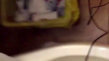 wet underwear from pissing leads to blue soap poured on cock