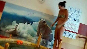 Public sauna and spa centre action with Hungarian and German amateurs