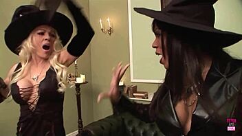 two ebony hotties team up for big hunk fucking