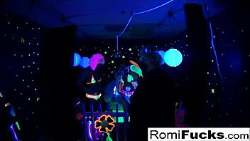 Romi Rain and Dani Daniels in Lesbian Black-Light Fun with Big Tits and Asses