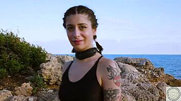 Boxer gets tied up and spanked then gives her dom a sea view of the Balearic island before a rough dominance session.