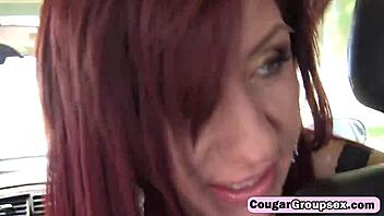 cougargroupsex: three mature whores crave hard cunt pounding from young stud.