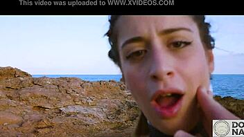 Boxer gets tied up and spanked then gives her dom a sea view of the Balearic island before a rough dominance session.