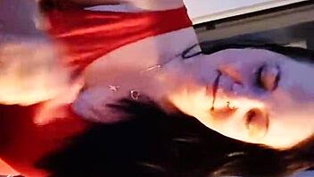 The slut bends over, licks his cock, sucks it deep, then gets fucked in doggystyle