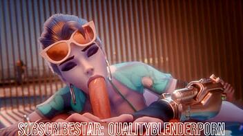 Widow boldly deepthroats big cock on the beach, swallowing hard.