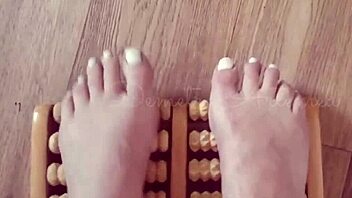 Enjoying a relaxing foot massage session at home