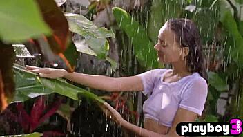 Blonde Milf Katya Clover Reveals Perfect Body in Rain