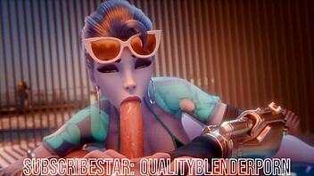 Widow boldly deepthroats big cock on the beach, swallowing hard.