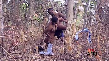 Village visit - fucking the first ebony I met with creampie