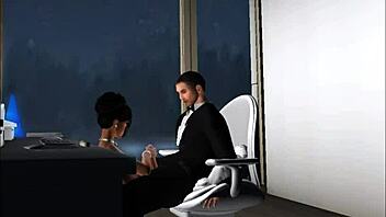 A Quickie Erupts at Christmas Office Party with Wild Cartoon Action. Festive Lust Takes Over!