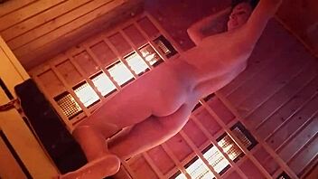 Public sauna and spa centre action with Hungarian and German amateurs