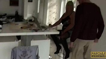 leather milf alisha rydes hardcore in cowgirl position 😈 big tits bouncing