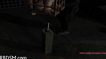 Masked babe endures intense bondage sex with hard drubbing, masturbation, blowjob, and missionary pounding