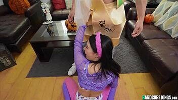 petite asian teen gets fucked on halloween