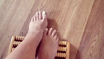 Enjoying a relaxing foot massage session at home