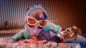 Widow boldly deepthroats big cock on the beach, swallowing hard.