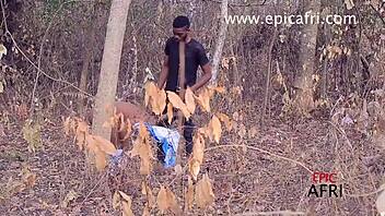 Village visit - fucking the first ebony I met with creampie