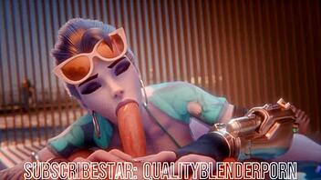 Widow boldly deepthroats big cock on the beach, swallowing hard.