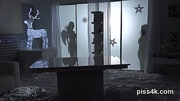 Natural lesbian lovers enjoy wet pussy play with vibrations and urine