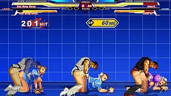 In this hentai anime, Chun-Li engages in intense sex leading to a massive cumshot.