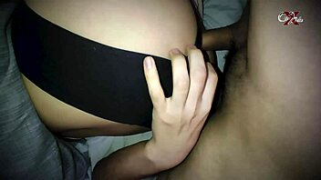 brunette schoolgirl lies on bed, eager for ass filling 😏