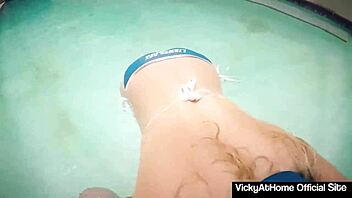 Vicky Vette Sucks Lover's Big Cock Poolside