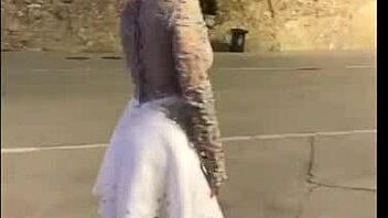 naughty slut bent over for public doggystyle blowjob