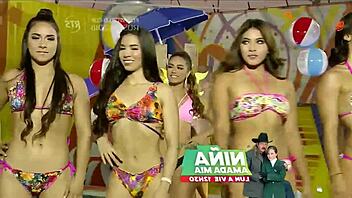 we started with girls parading under the hot holiday sun